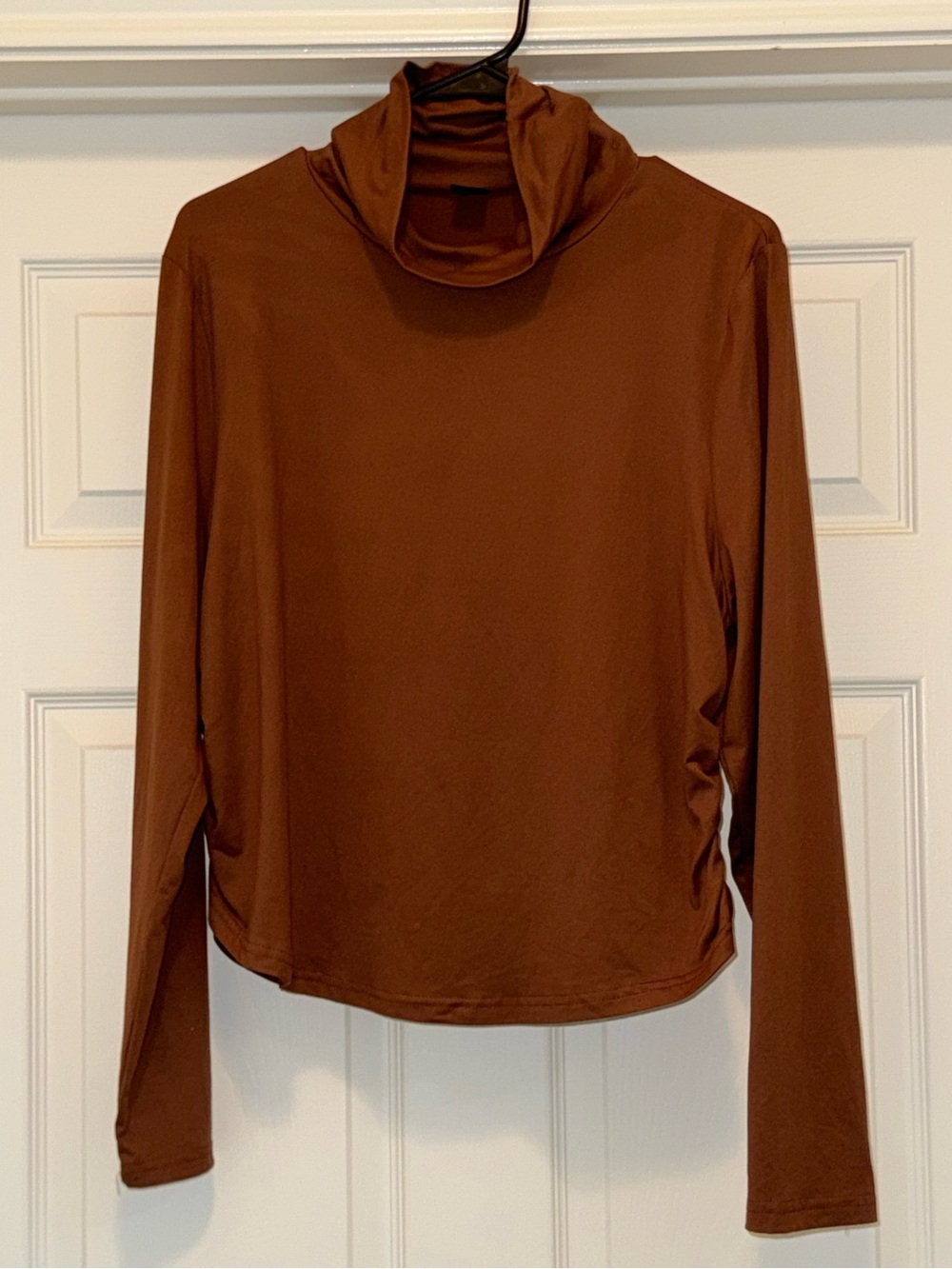 Women’s Brown Plus Size Turtleneck Long-Sleeve Shirt